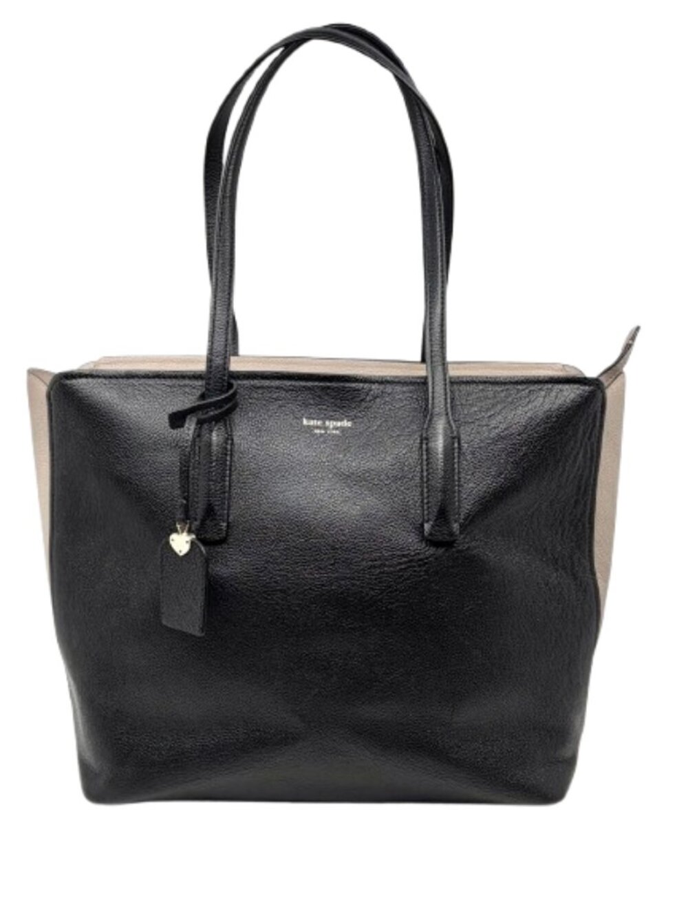 KATE SPADE~Margaux Large Work Tote~ PEBBLED LEATHER SHOULDER BAG Black Gray